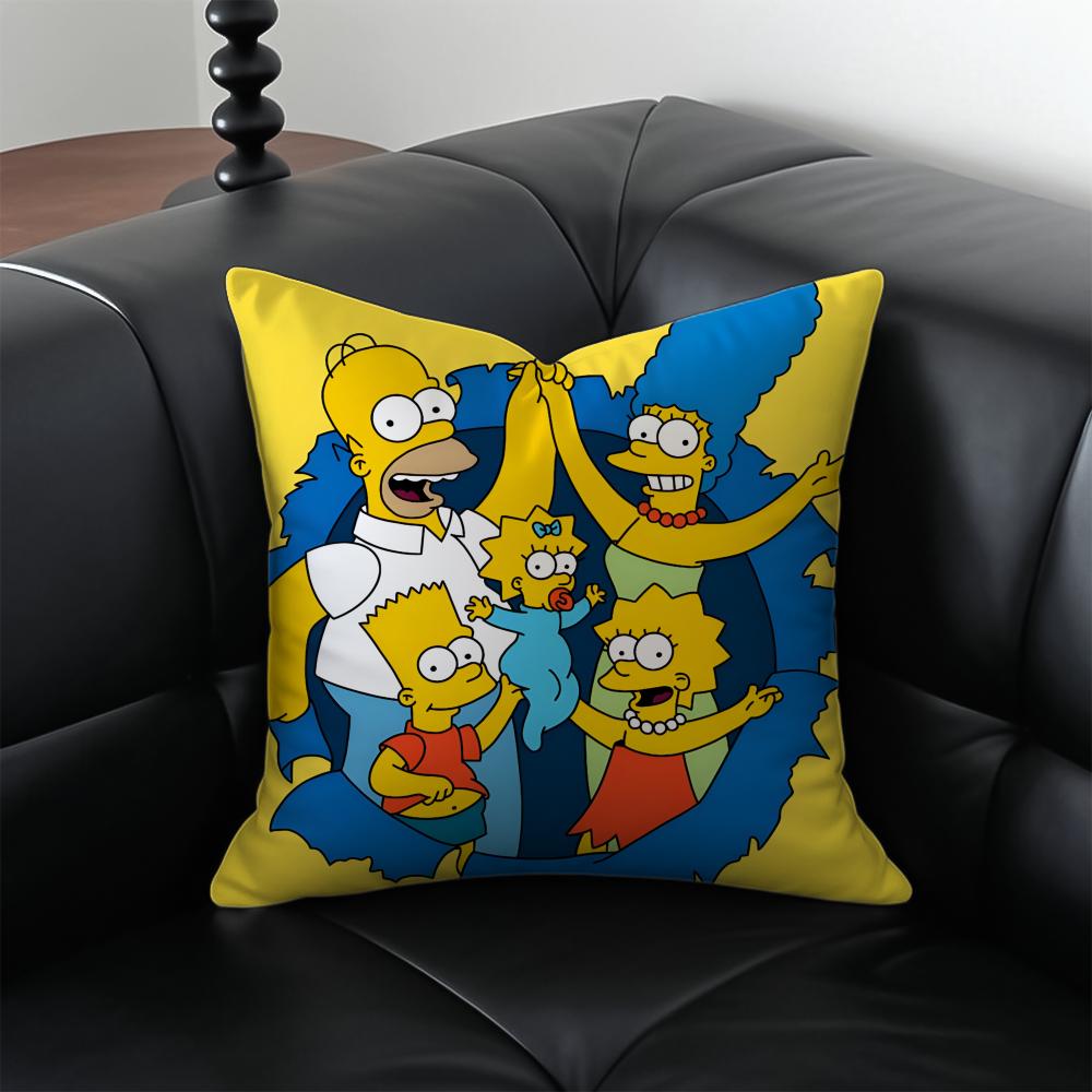 TThe Simpsons Cushion Cover Pillow Case Antidustmite Invisible Zipper Silky Plush Cushion