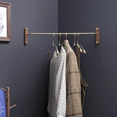 Practical Walnut Solid Wood Clothes Hanger Cloakroom Bathroom Toilet Furniture Storage Brass Metal Wall Hanging Coat Towel Rack