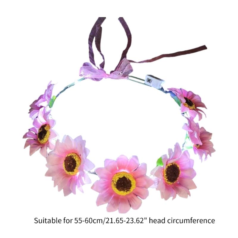 Bohemian Sunflower Headband Glowing Flower Hairband Hair Decorations Crown Garland Headband Women Wedding Headpieces
