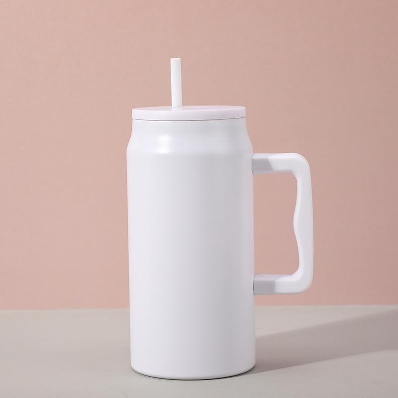 Large Capacity Travel Cup with Handle & Straw, Leak-Proof, Portable, Fits Car Cup Holder, Ice Cooler Function