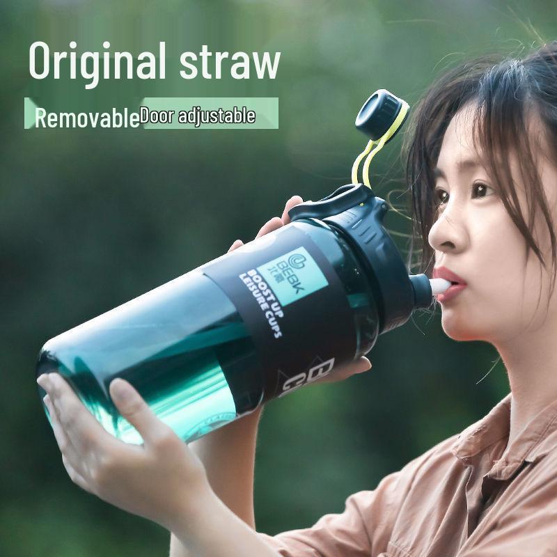 Portable 3L Sports Water Bottle with Straw for Men - Large Capacity Fitness Kettle 