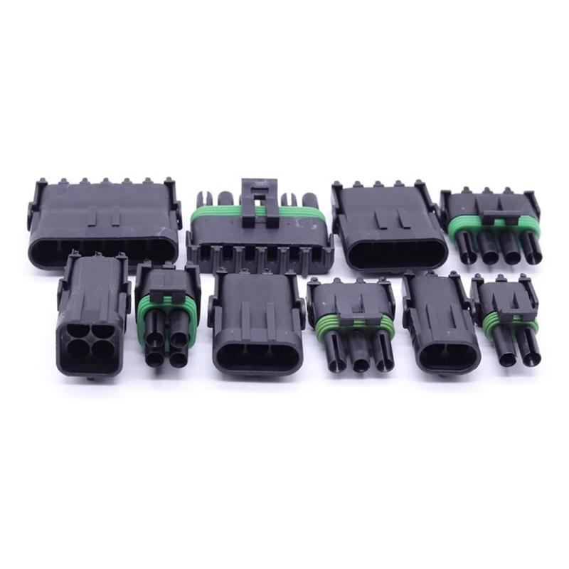 5/20/100sets 1 2 3 4 6Pin Way Delphi 2.5 GM Automotive Female Male Weather Pack Electrical Socket Plug -Automobile Connectors
