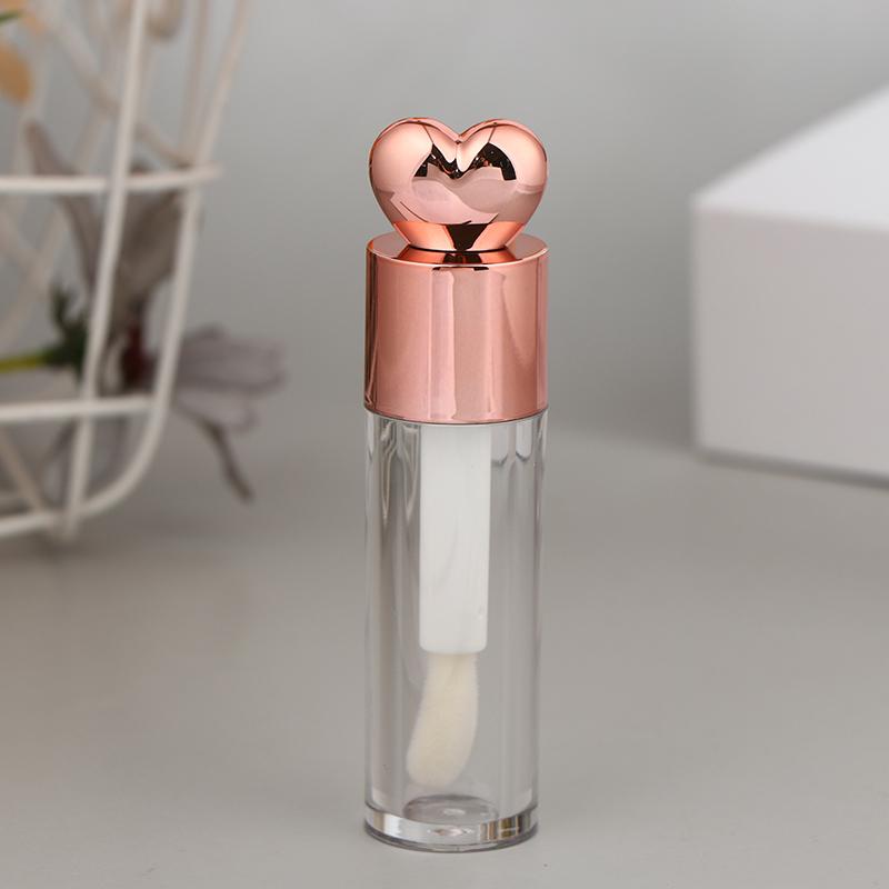 5ml Electroplated Lip Gloss Tube with Large Brush Head Transparent Pink Gold Silver Thick Rod Empty Bottle for Lips Container