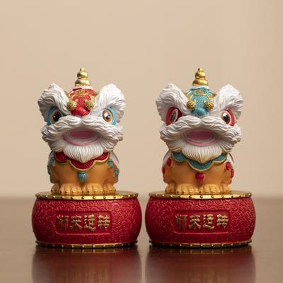 Esculturas y figuritas de león danzante de resina Mascota característica china Decoración y accesorios de mesa de lujo para el hogar, la habitación y la oficina