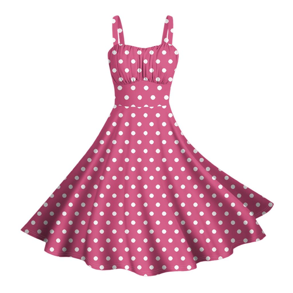 Damen Vintage Ärmellos Plissiert Patchwork Niedlich A-Linien Saum Blumendruck Kleider