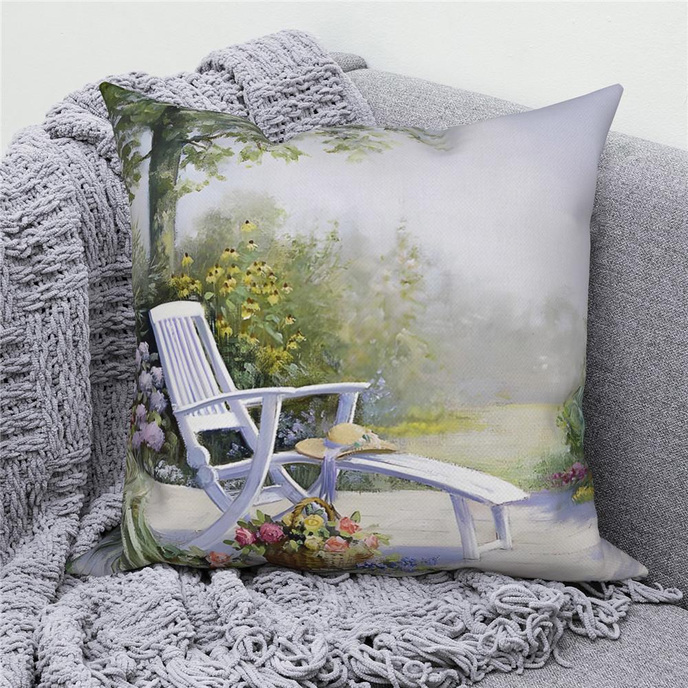 Throw Pillow Cover Home Decor Sofa Decorative   Garden Flower Farmhouse Cushion