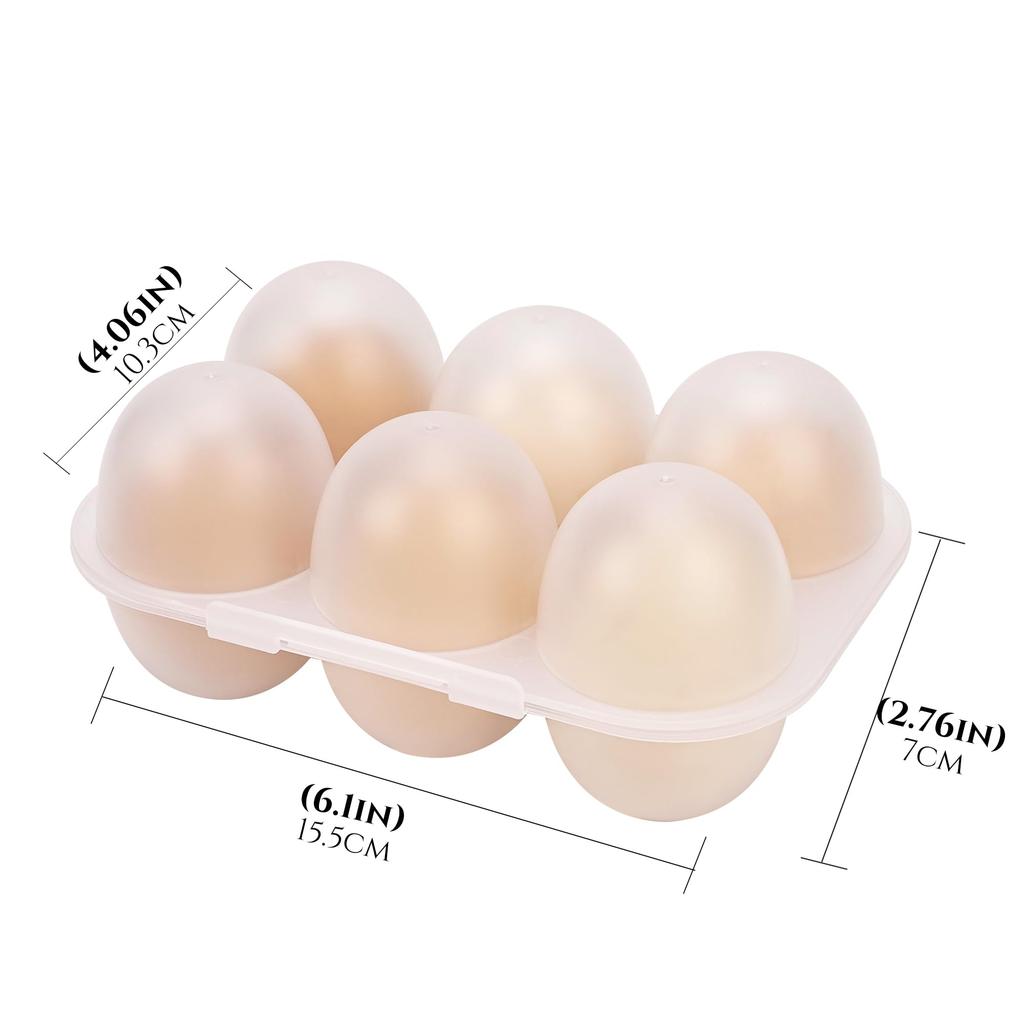 JANKOW 6-Grid Egg Holder, Portable Plastic Egg Case, Shockproof and Secure Egg Storage Box for Camping and Home Use