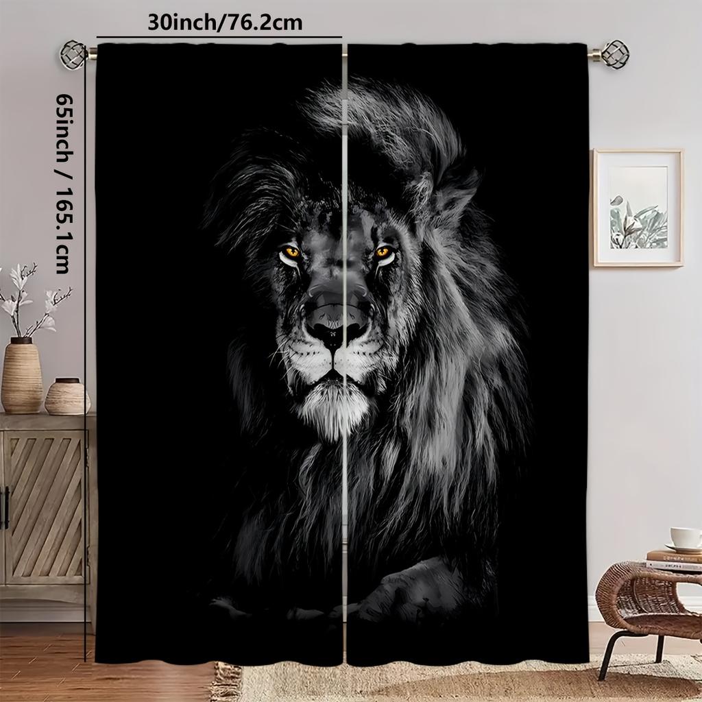 Blackout Curtain 2 Panel Suit   3D Lion Printing Blackout Curtain Home Living Room Bedroom Decoration Multi Size Optional