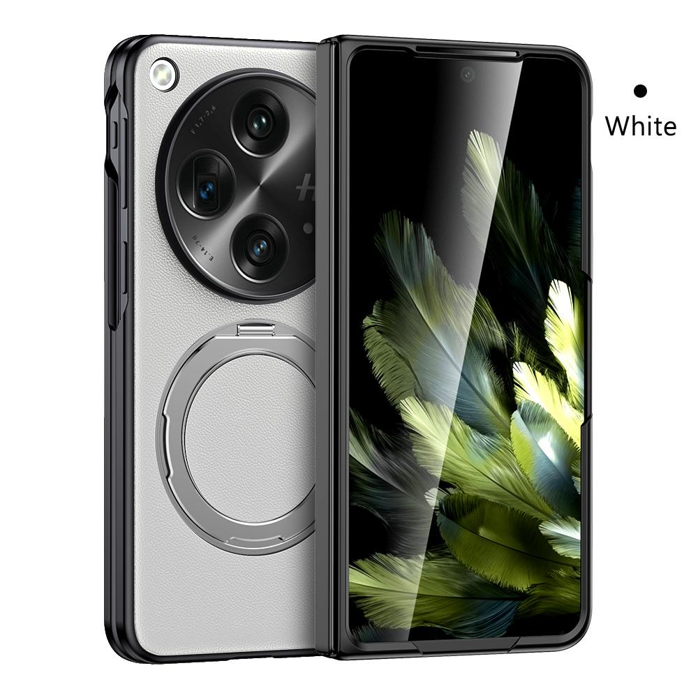 LANGSIDI Pouzdro na telefon z pravé kůže pro Oneplus Open 360° otočný stojánek prsten magnetický držák kryt pro OPPO Find N3