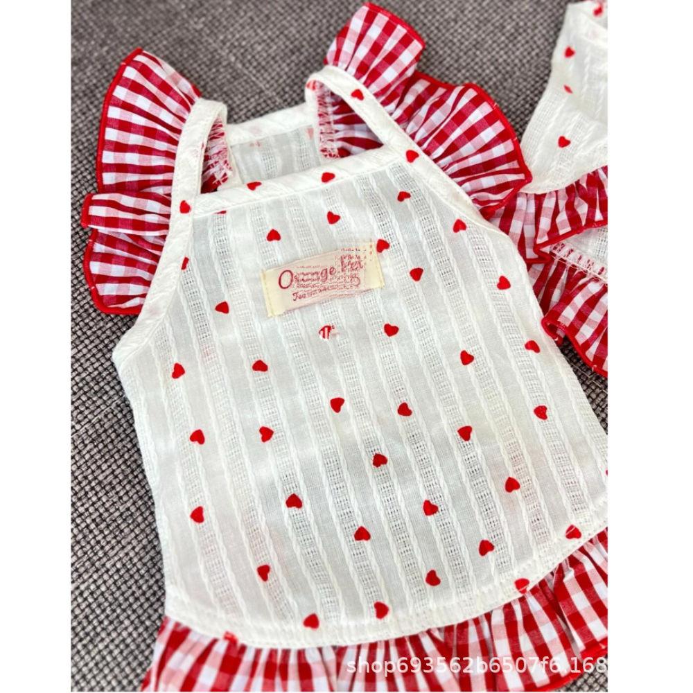 

Dog Dress Fresh Cute Small Dog Teddy Bear Cat Pomeranian Love Floral Dress Spring Summer Dress Pet Party holiday Dress Up S