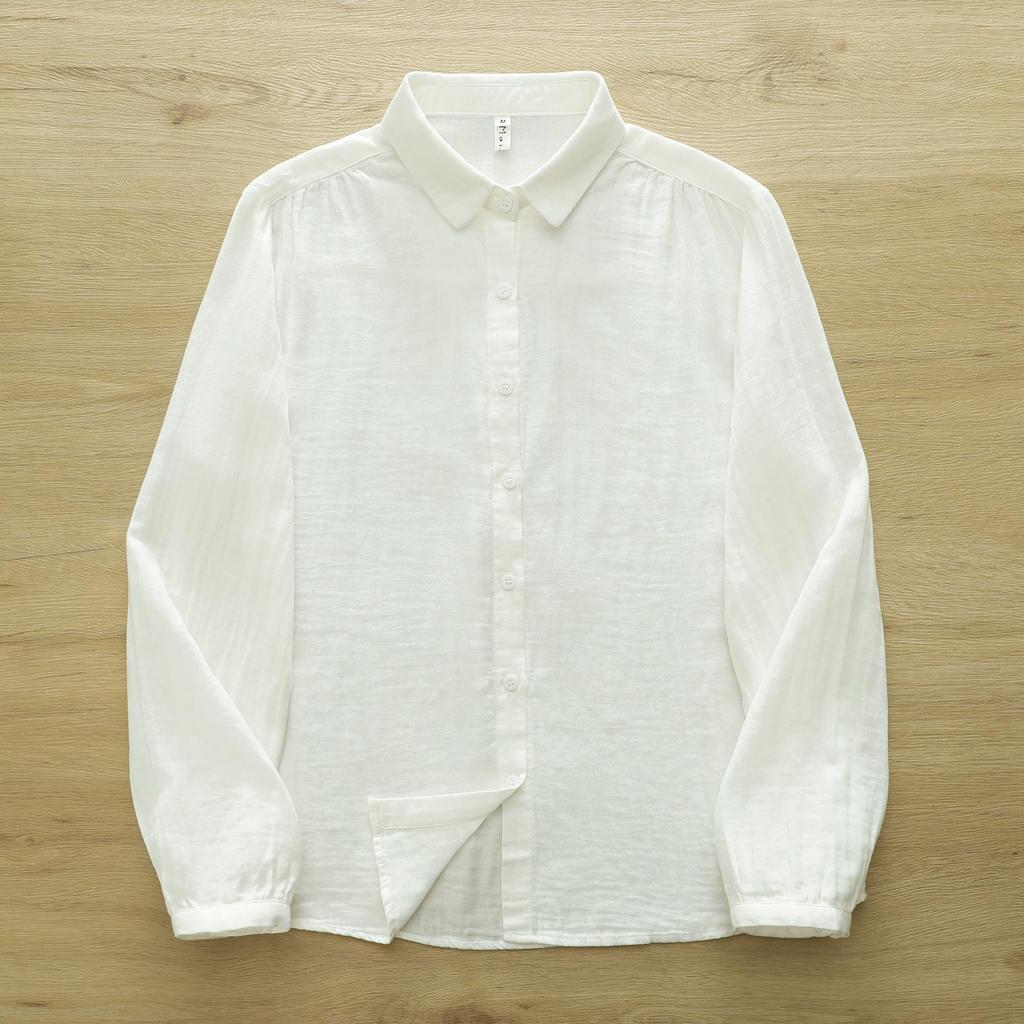 Women's Long Sleeve Lightweight Gauze Shirt - Soft, Breathable, and Slimming Top