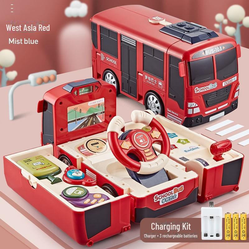 Baolexing 5811 Children's Educational Steering Wheel Toy - Transformable Bus Design for Boys