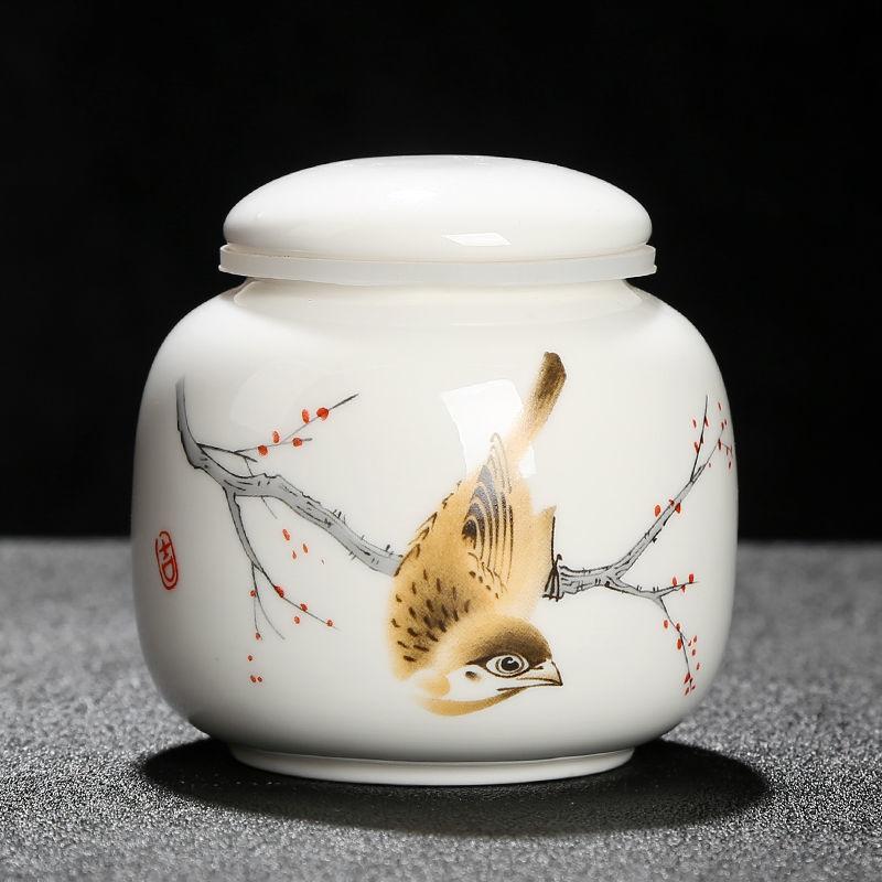 Retro Style Ceramic Tea Storage Jars Home Dried Fruit Medicinal Herbs Sealed Storage Cans Multifunction Mini Packaging Caddy