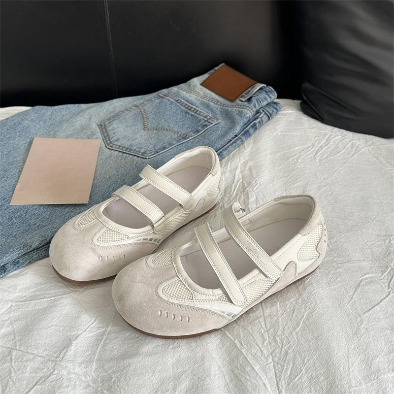 Women s Ballet Flats 2026 New Mary Jane Mesh Breathable Fashion Luxury Casual Sneaker  Comfortable Non Slip Women Casual Flats 35 бежевый