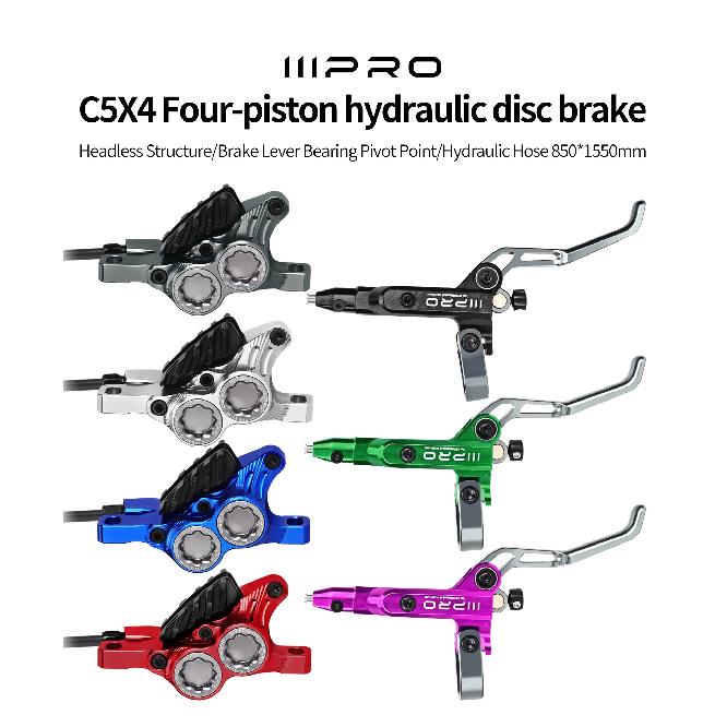 IIIPRO C5X4 Ultralight 4 Piston Bicycle Hydraulic Brake 850/1550mm MTB Brake Cooling Oil Pressure AM DH Road Bike Disc Brake