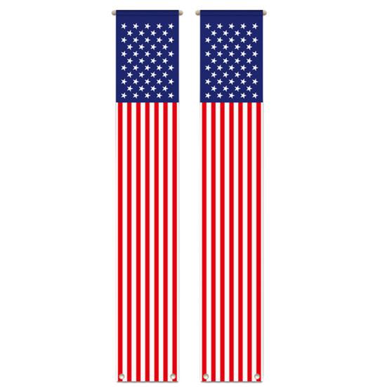 4th of July Outdoor Decoration, American Flag Porch Sign, Red White Blue Hanging Banner, USA Pleated Fan Flag, Patriotic Windsock for Independence Day
