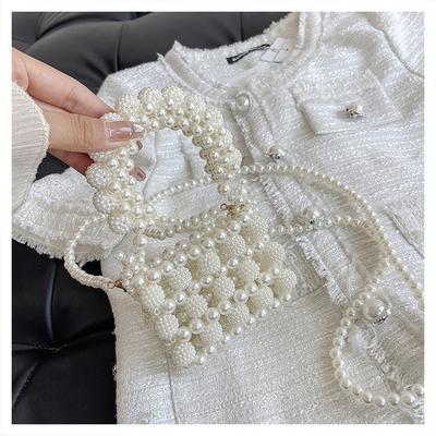 Moda feita à mão com contas e pérolas bolsa pequena feminina primavera e verão nova mini bolsa de ombro pequena com temperamento