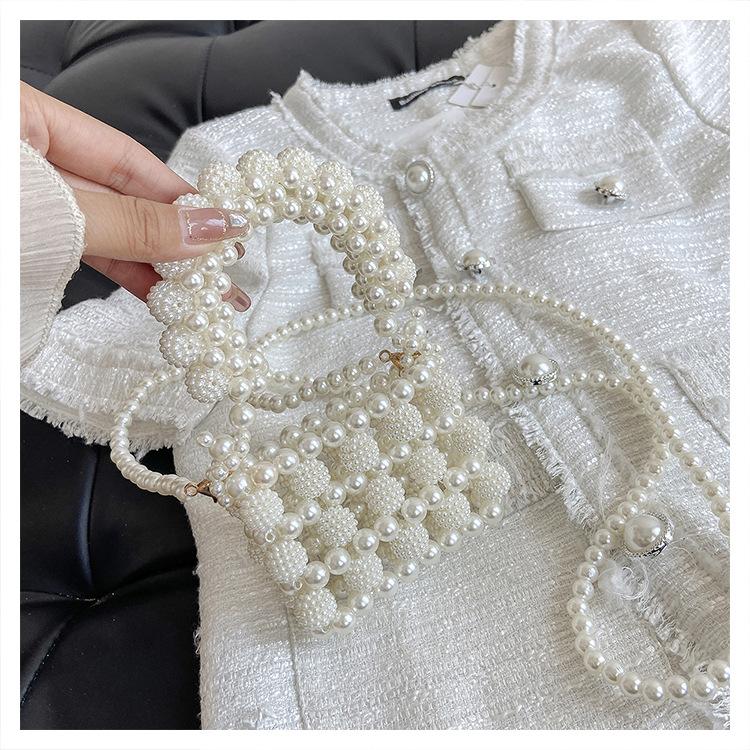 Fashion Handmade Beaded Pearl Small Bag Women's Spring and Summer New Mini Temperament Oblique Span Small Bag