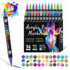 Acrylic Paint Markers (1.5mm Round Tip, Double-ended), 24/36/48 Colors, Water-based, Under $5 — Compatible with DIY Craft & Art Supplies