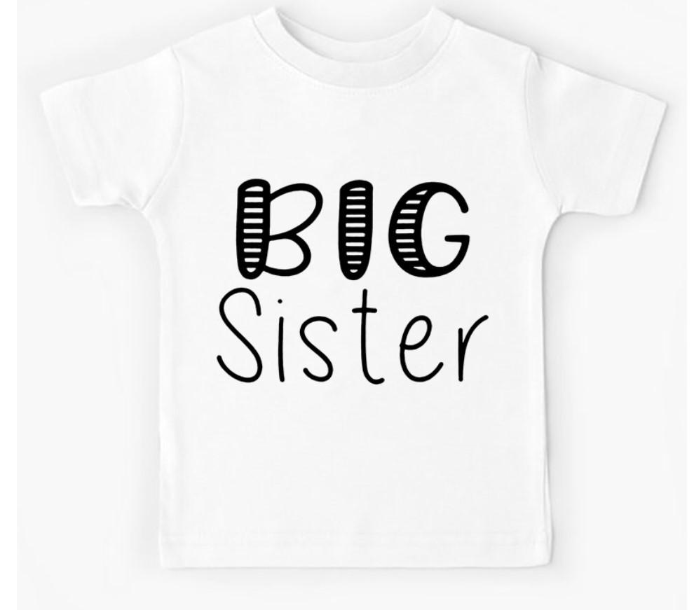 2026 New Childrens Tshirt Little Sister Big Brother Printed Round Neck Parent Child Clothing Summer Top for Boys and Girls