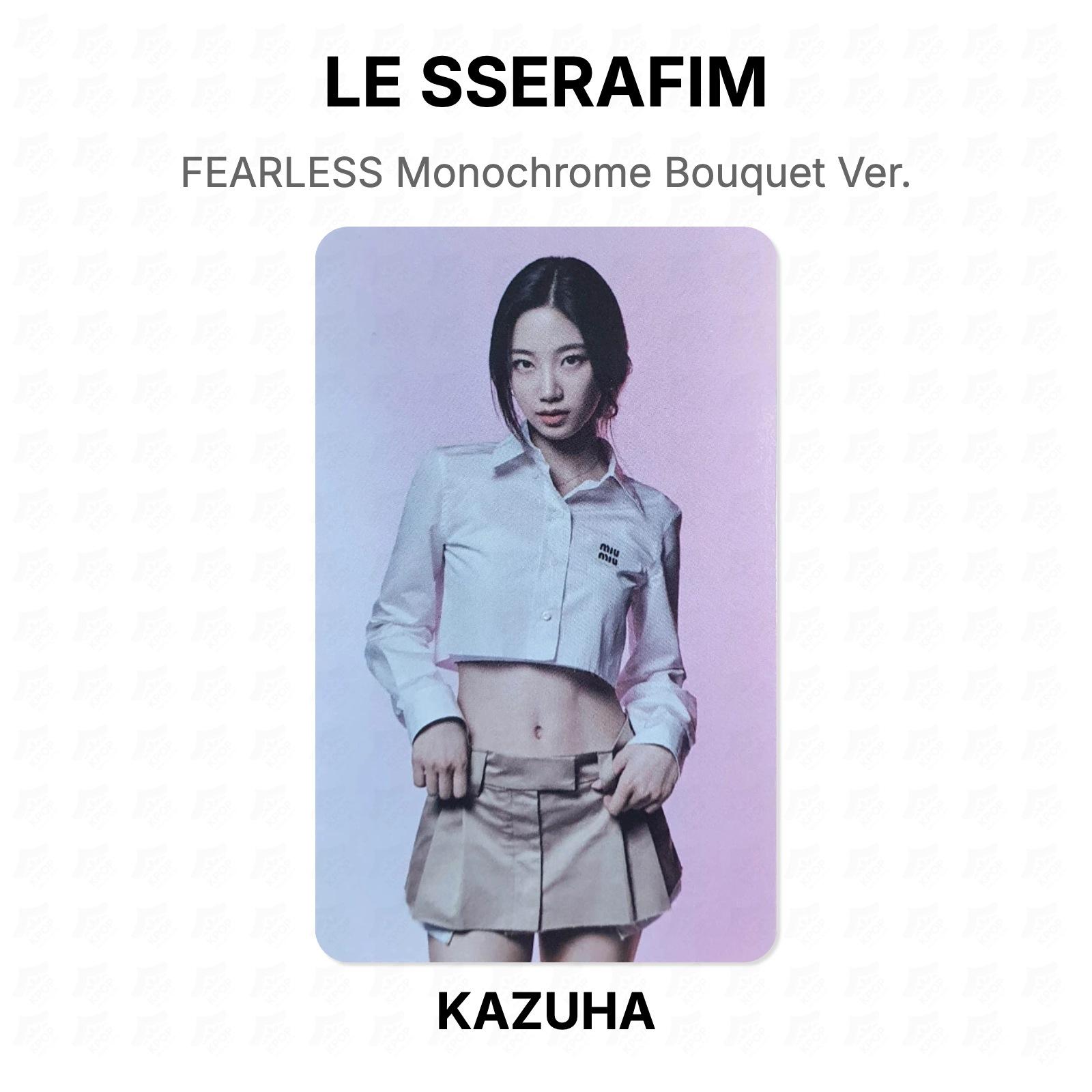 LE SSERAFIM FEARLESS Monochrome Bouquet Ver. Official Photocard KAZUHA