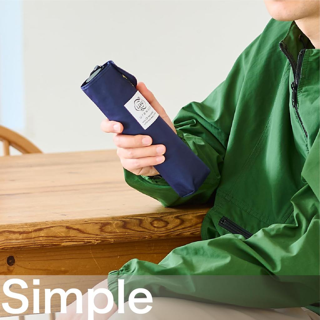 Umbrelă pliabilă urawaza care se pliază în 3 Formă Formă Mână Ușor de deschis și Pată de apă UV Coastă Pliabilă Ușor de pliat 10263 Albastru marin [Moonbat] Umbrelă,