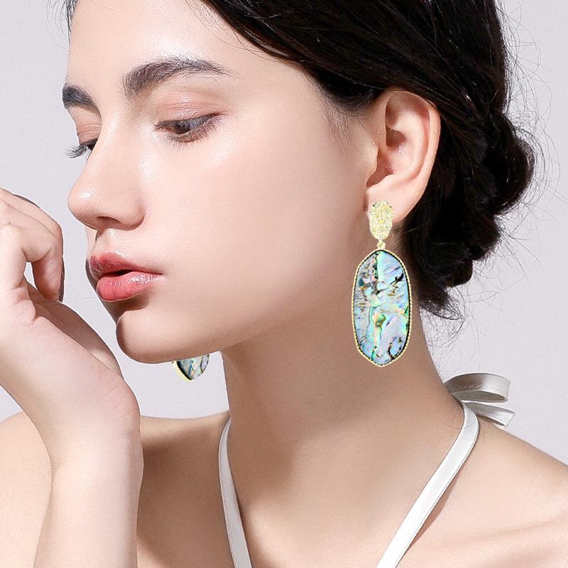

Luxe Baroque Abalone Shell Oval Statement Earrings
