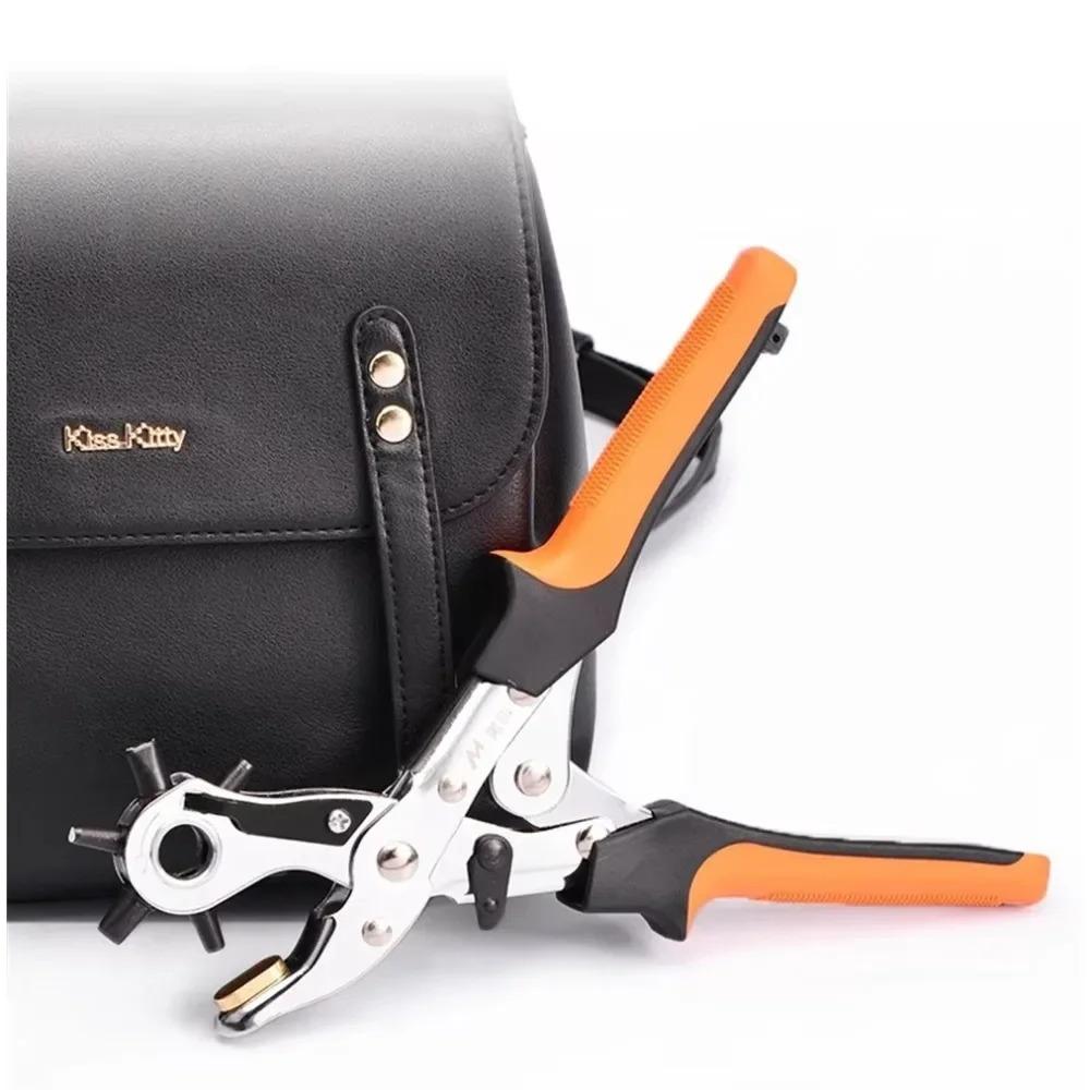 Leather Punching Pliers High Carbon Steel Anti Slip Handle Watch Band Belt Punch Multi-Function Round Hole DIY Tool Accessories