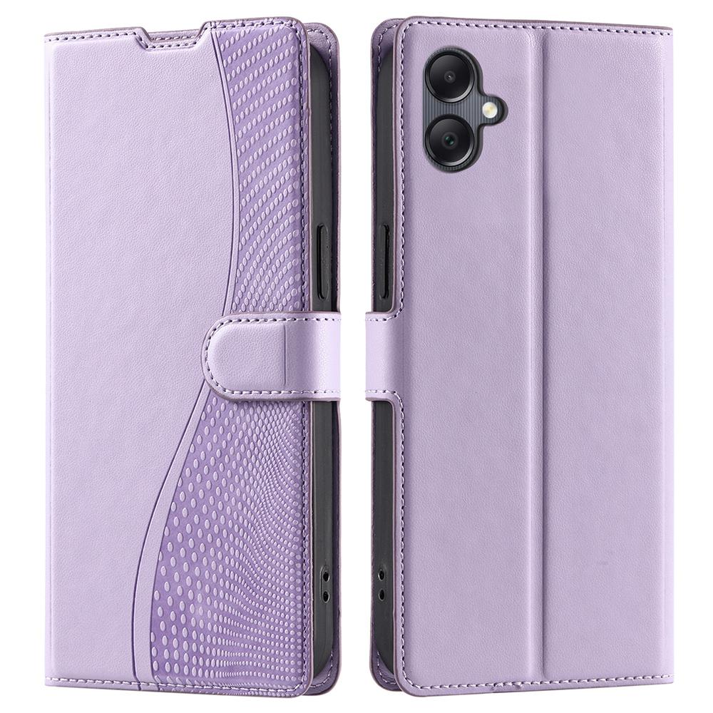 

For Samsung Galaxy A05 4G Case Dots Imprinted PU Leather Flip Phone Cover with Card Slot,Strap Purple