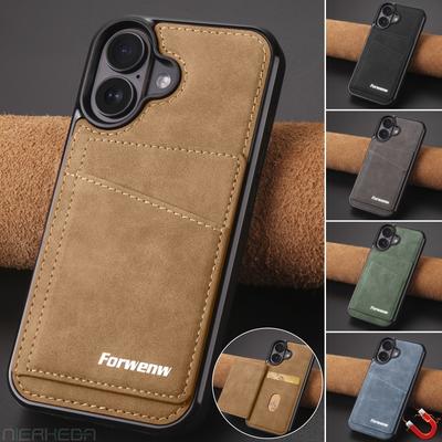 Business Flip Leather Case for iPhone 16 17 Air 16E 15 14 13 12 11 Pro Max Plus Mini Built-in Magnetic Wallet Card Phone Cover