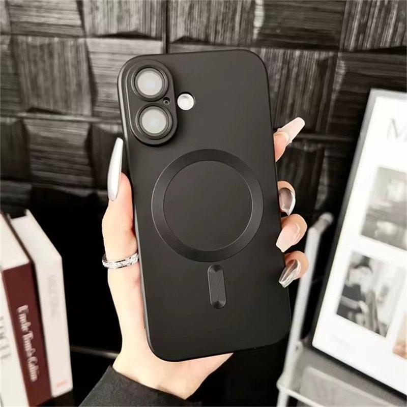 

Роскошный металлический матовый магнитный чехол Magsafe Armor для iPhone 16 15 14 Pro Max Plus 13 12 11 противоударный чехол iPhone 12 чёрный