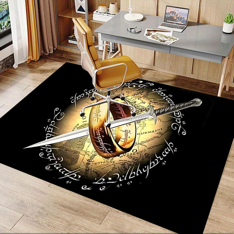Ring of Power,Sword of Destiny Polyester Office Carpet Chair Mats, Home Decor Dormitory Floor Protector with Anti-Skid Backing, Large Area C