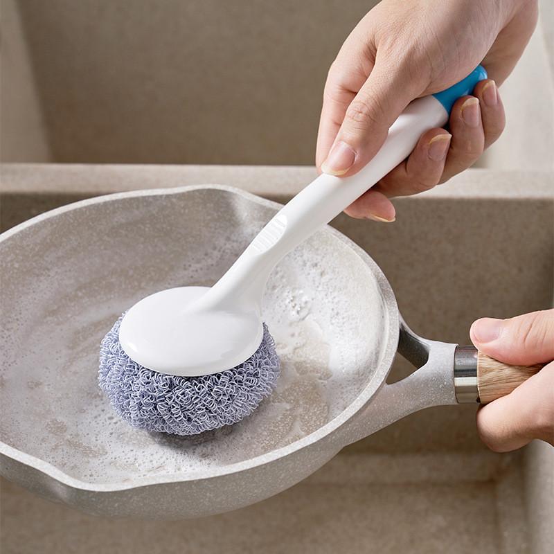 Long Abs Pp Handle Dish Scrubber Nano Fiber Cleaning Brush For Kitchen Utensils And Pans