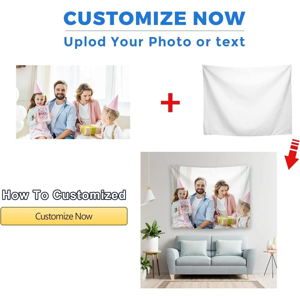 Custom Tapestry Your Any Size Picture Polyester Printed Bar Bedroom Tapestry Blanket Customize Tapestry Room Background Decor