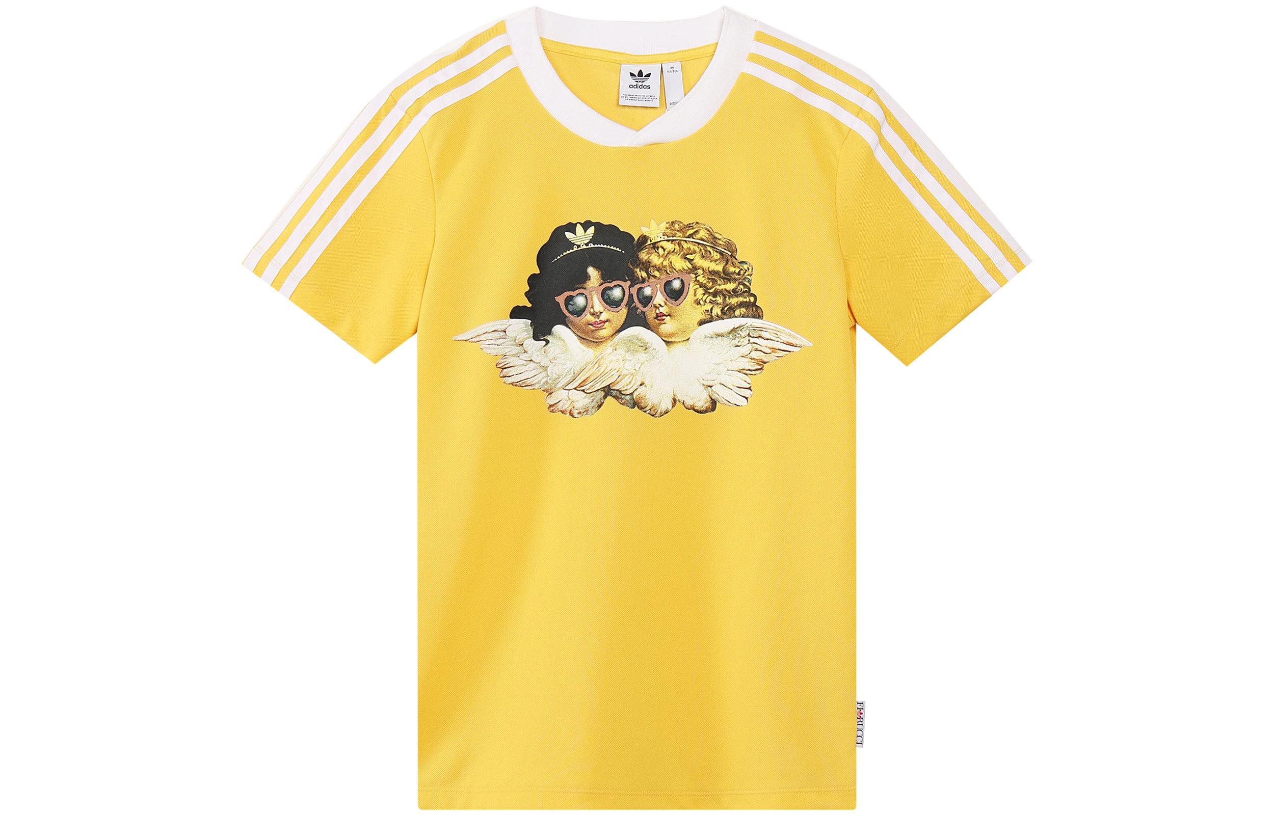 Adidas Originals Set in Sleeve T Shirt Women s Yellow FL4141 36