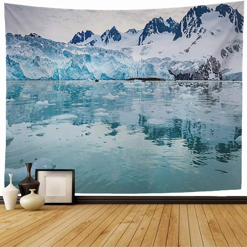 

Старомин Гобелен Арктический Пейзажпанорамный Широкий Вид Сцена Ледник Спокойная Красота в Белых Горах Снег Природа Холодный Винтажный Гобелен Настенный для 80L x 60W