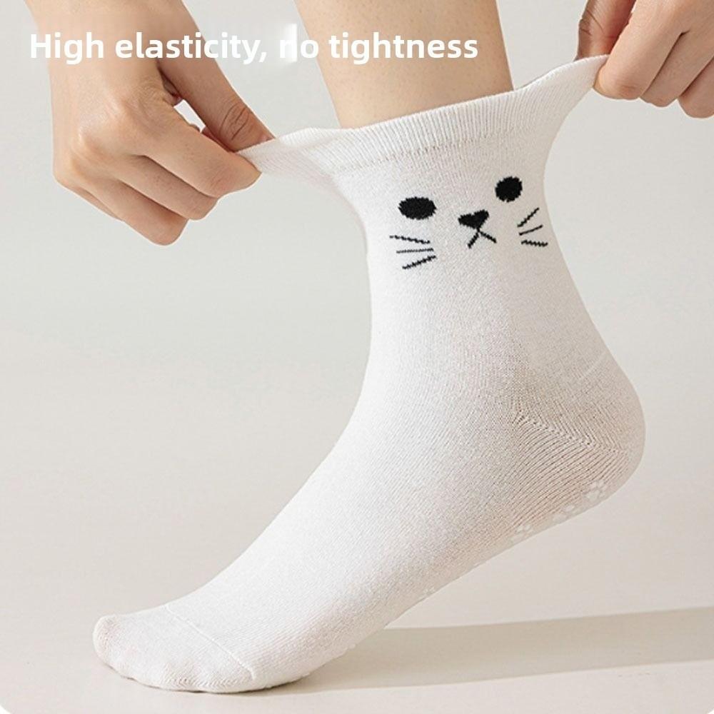 Cotton Yoga Socks Breathable Mid Tube Socks New Cat Embroidery Socks