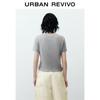 UR 2025 Autumn Women's Letter Print Slim Short Sleeve T-shirt