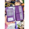Rukojeť na zápěstí Tilburg Vzor pletení ze slámy Švestková Fialová Portfolio Peněženka s velkým množstvím držáku na karty
