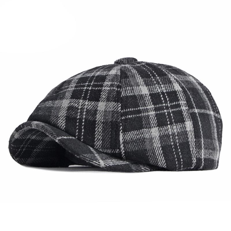 Autumn/Winter Unisex Plaid Newsboy Beret - British Retro Style Wool Hat