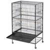 Bird Cage, 800 x 520 x 1320mm, Flat Top, Wrought Iron Bird Flight Cage with Perches, Slide-Out Tray and Plastic Feeders, Casters, for Parrot, Blue
