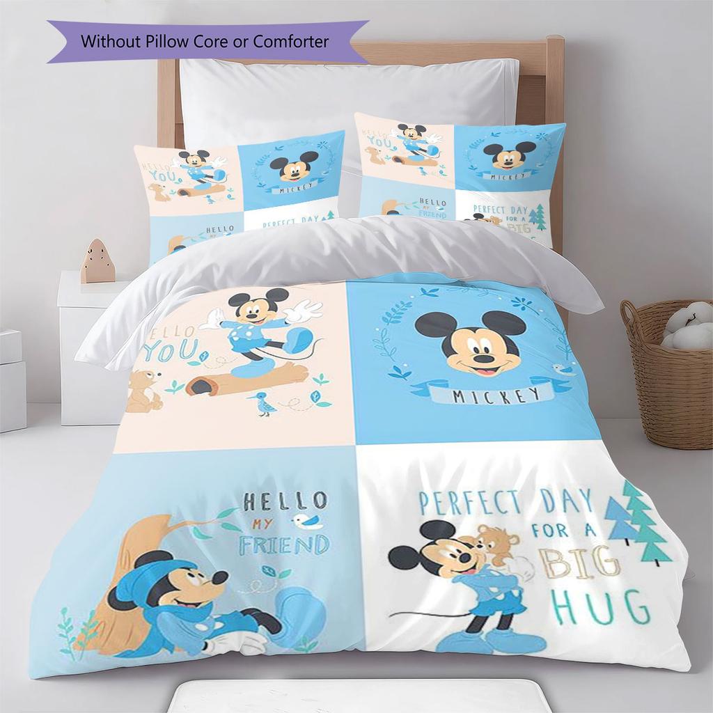 A Refreshing and Soothing Mickey Mouse Four-panel Print Bedding Set – The Perfect Choice for Decorating A Child's Bedroom.