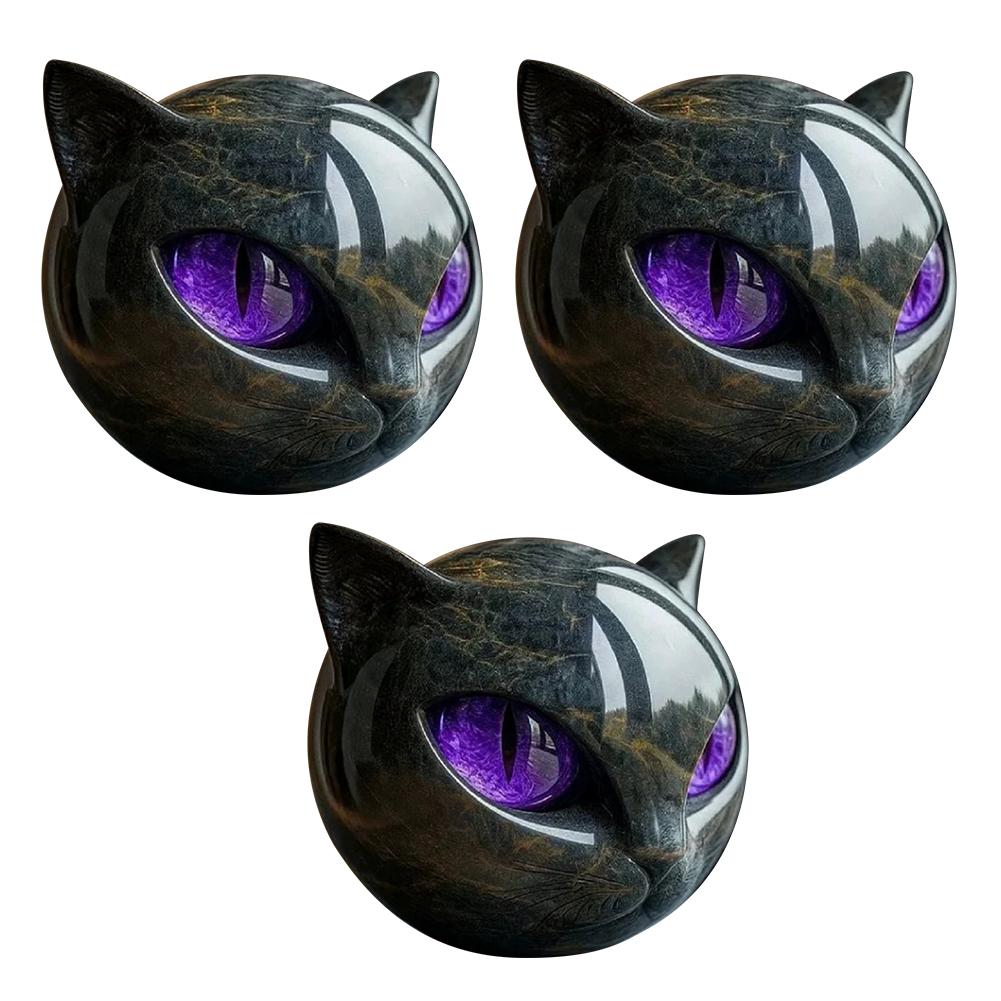 Resin Cat Head Stone Decorative Art Statue Cat Stone Statute for Halloween Bedroom Bookshelf Decoration