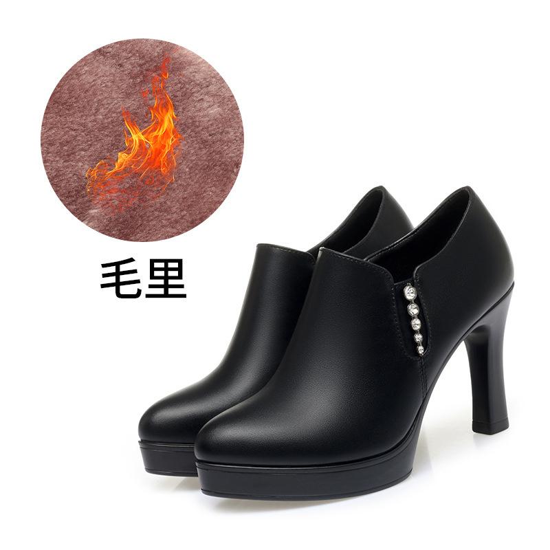 

Модная обувь из мягкой кожи на высоком каблуке, водонепроницаемая платформа, элегантные женские туфли-лодочки с глубоким вырезом, женская модная кожаная обувь для подиума 34