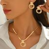 3pcs Set Middle Eastern Elegant Necklace + Earrings Women'S Jewelry Set Fashion Trend Metal Geometric Multi-Circle Pendant