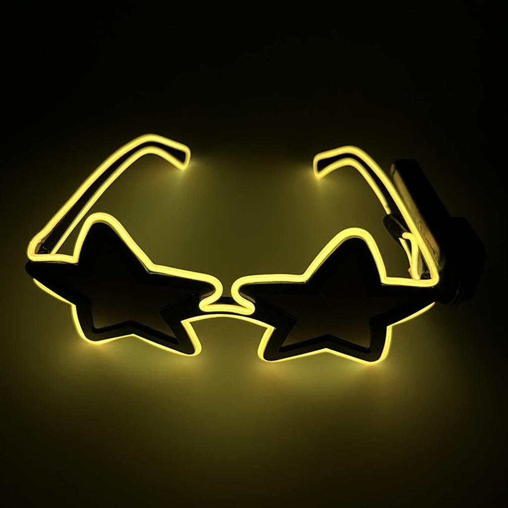 Halloween Star Luminous Glasses Cosplay Costume Props LED Glasses Christmas Party Birthday Gift Sunglasses [MAYTOTE] (Yellow)