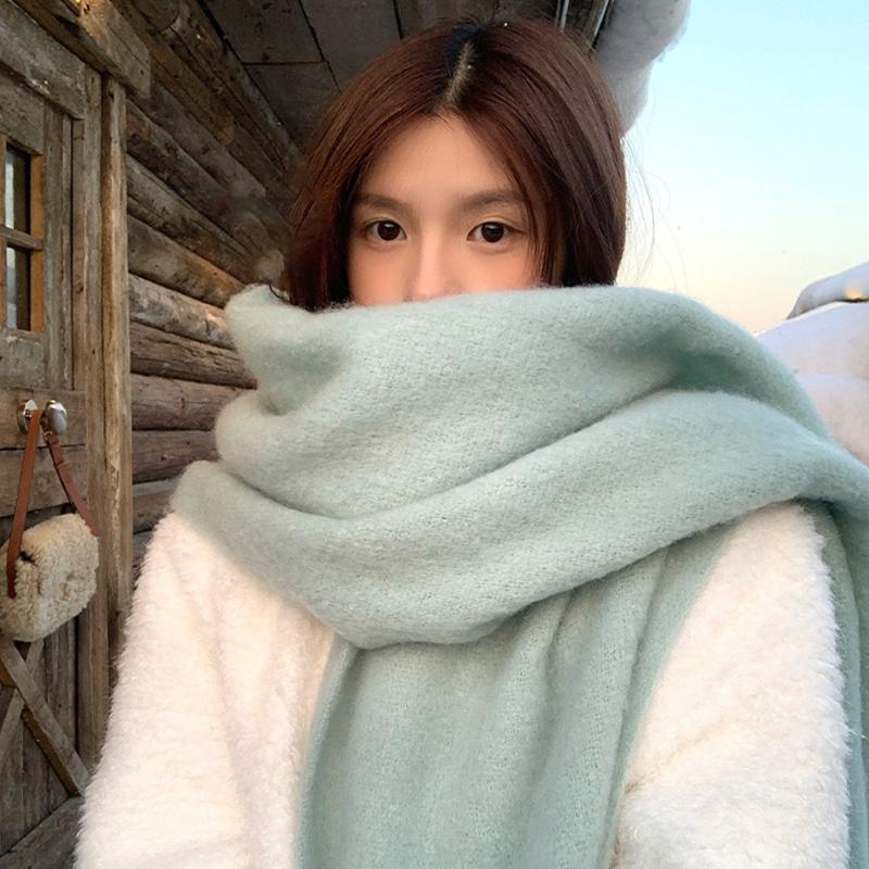 Solid Color Thick Large Scarf Women Men Autumn Winter Korean Style Student All-Match Shawl Warm Neck Scarf