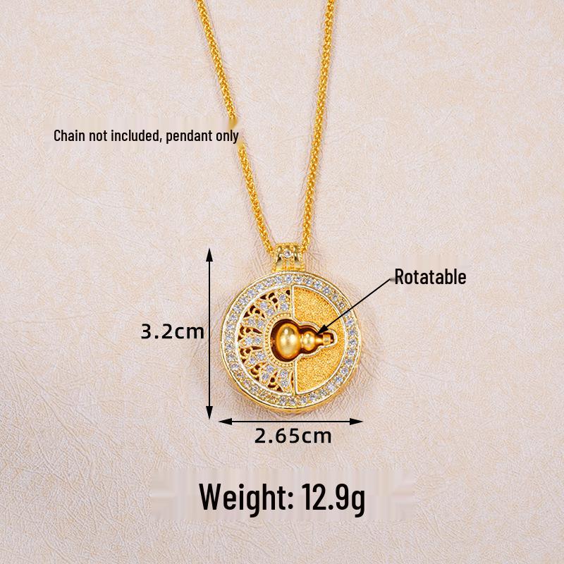 Ancient Gold Sand Eight-Treasure Compass Blessing Necklace - Chinese Retro Copper Alloy Jewelry