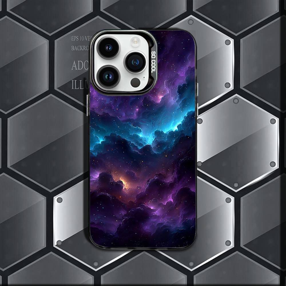 

S-Space For Galaxy Universe Phone Case For iPhone 16,15,14,13,12,11,Mini,Pro,E,MAX Black Candy Matte Shockproof Cover iPhone16se4