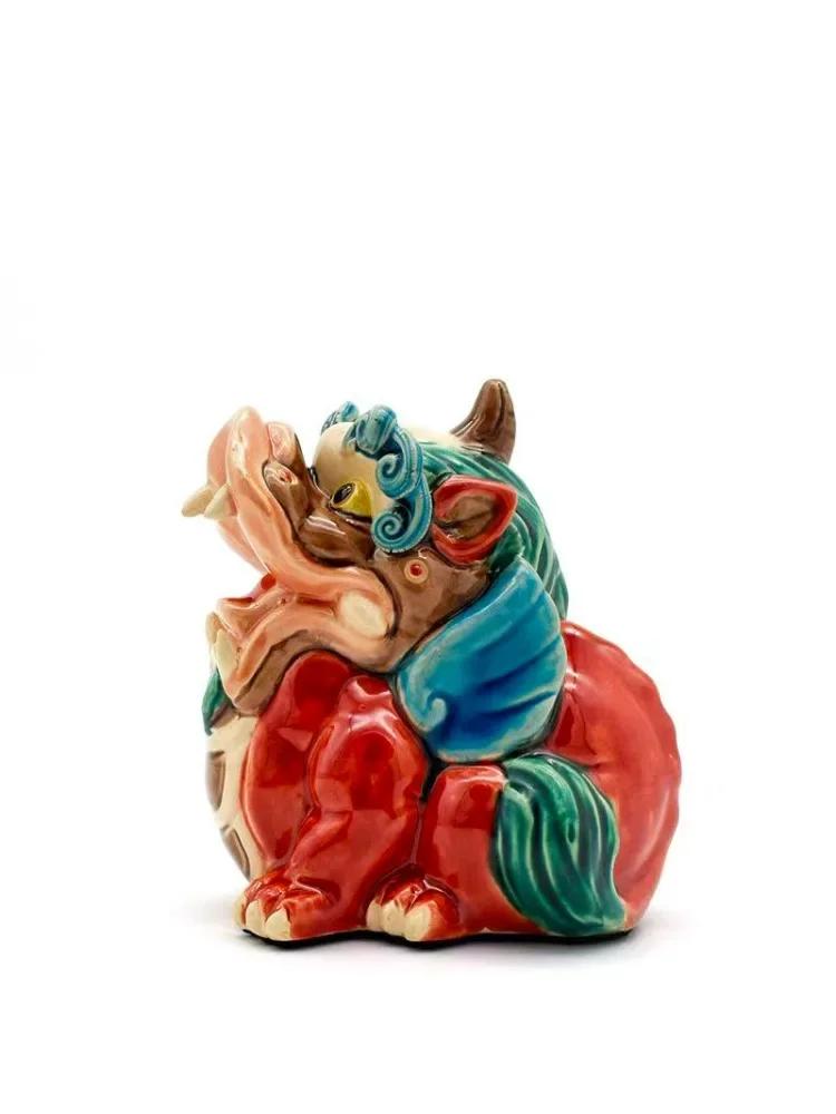1PCS Ceramic Animal Ornaments Chinese Feng Shui Home Furnishings Car Interior Living Room Entrance Accessories Premium Gifts